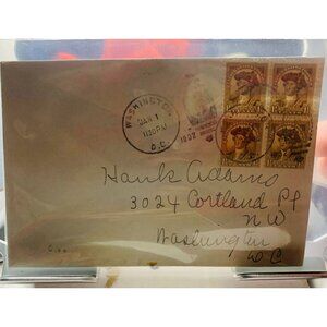 Vintage 1932 Envelope With 1¢ George Washington Stamps & Washington D.C. Postmar